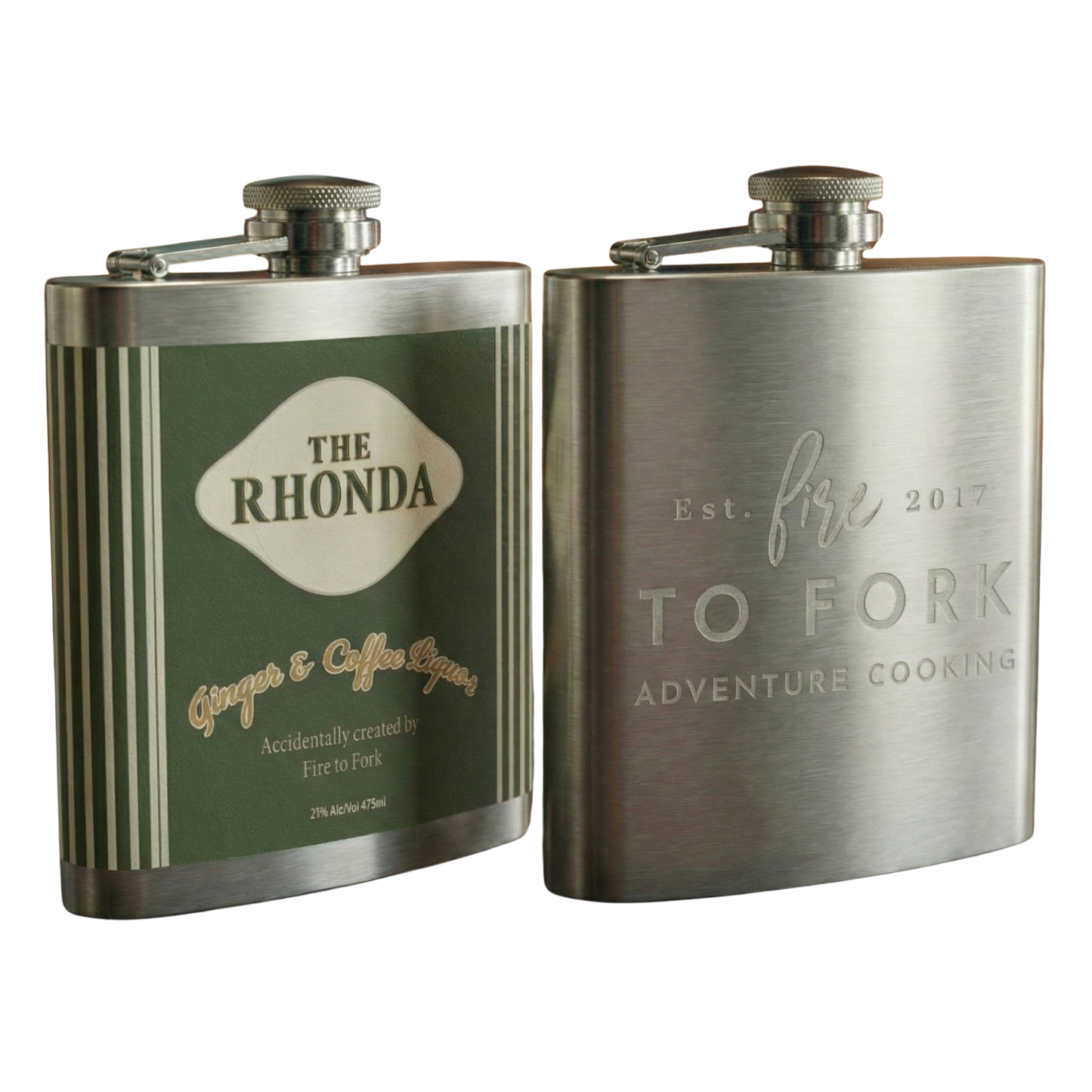 Fire to Fork Collab -  Limited Edition "RHONDA" Ginger & Coffee Liquor Flask 21% ABV 475ml