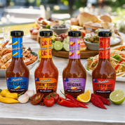 The Flavours Range - The Classic, Flamin' Tomato, Original and Pretty Hot sauces with their fresh flavour ingredients
